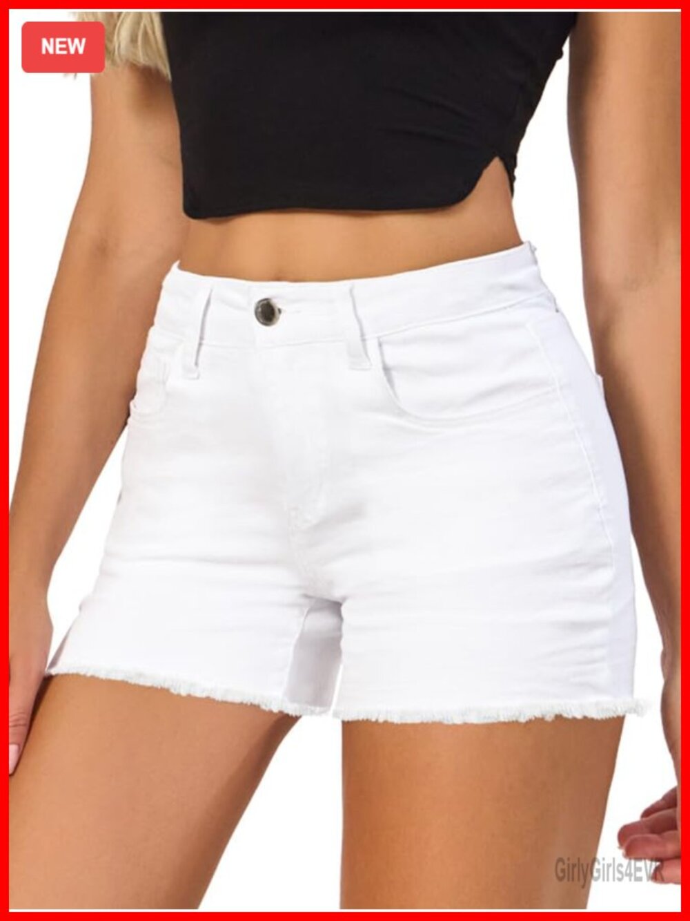 Women's Mid Rise Denim Shorts Stretchy Casual Frayed Raw Hem (90 chars)